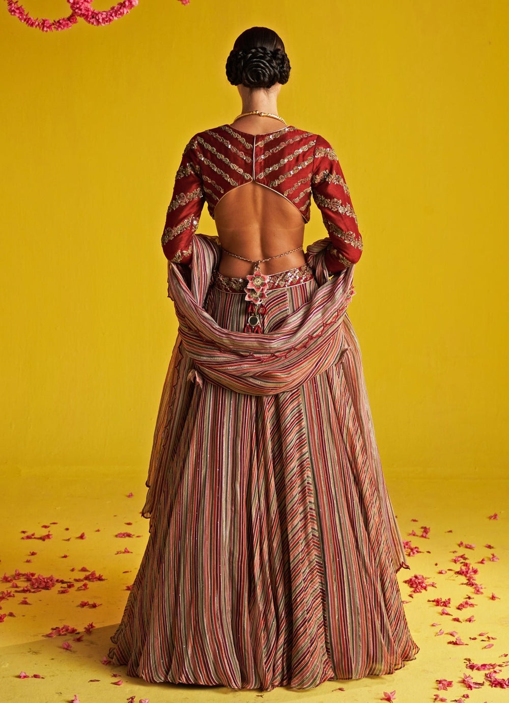 Multicolor Embroidered Georgette Lehenga Set Studio Bagechaa - Fabilicious Fashion