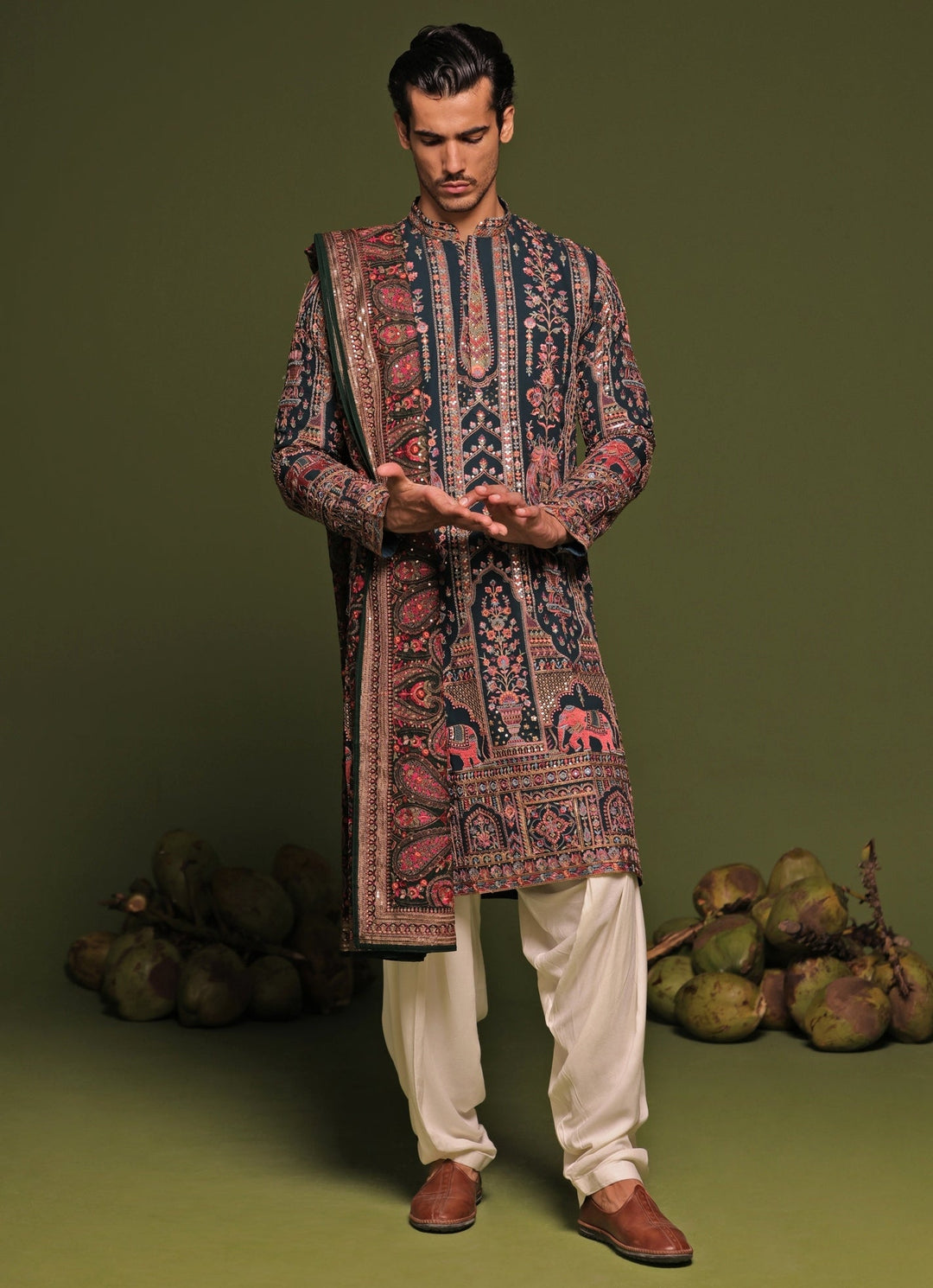 Multicolor Embroidered Kurta Patiala Pant Set With Dupatta Kalpraag - Fabilicious Fashion