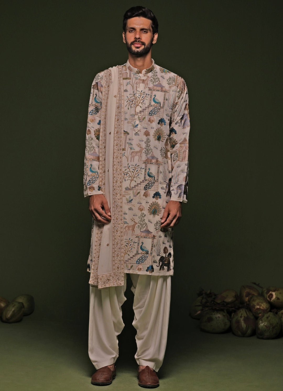 Multicolor Embroidered Kurta Patiala Pant Set With Dupatta Kalpraag - Fabilicious Fashion