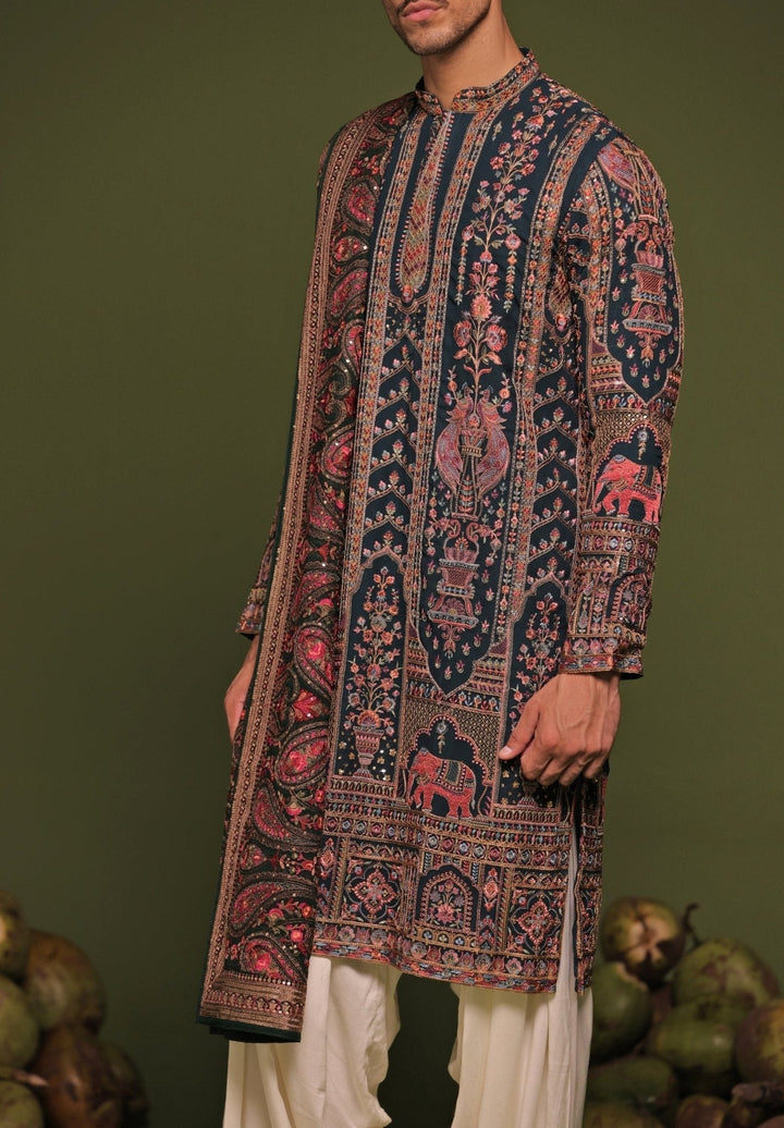Multicolor Embroidered Kurta Patiala Pant Set With Dupatta Kalpraag - Fabilicious Fashion