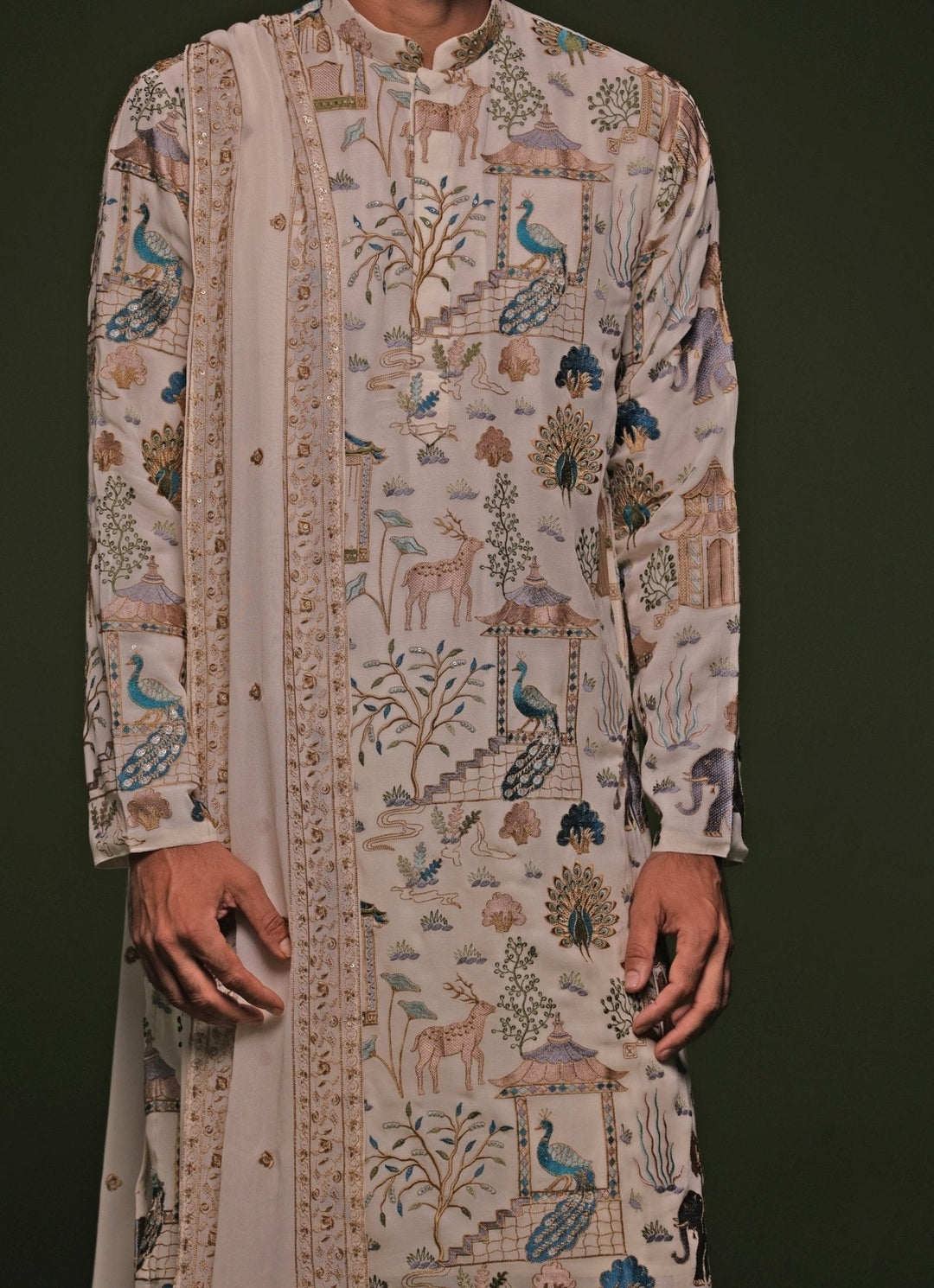 Multicolor Embroidered Kurta Patiala Pant Set With Dupatta Kalpraag - Fabilicious Fashion