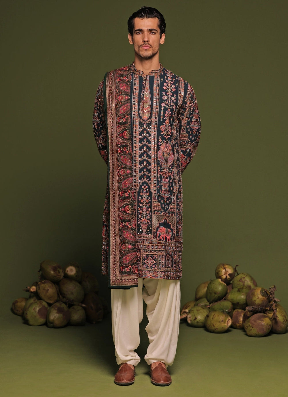 Multicolor Embroidered Kurta Patiala Pant Set With Dupatta Kalpraag - Fabilicious Fashion