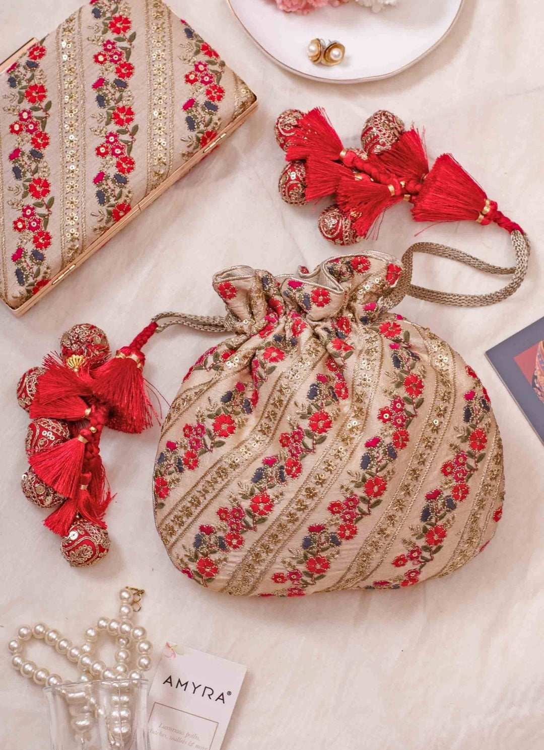 Multicolor Embroidered Potli AMYRA - Fabilicious Fashion