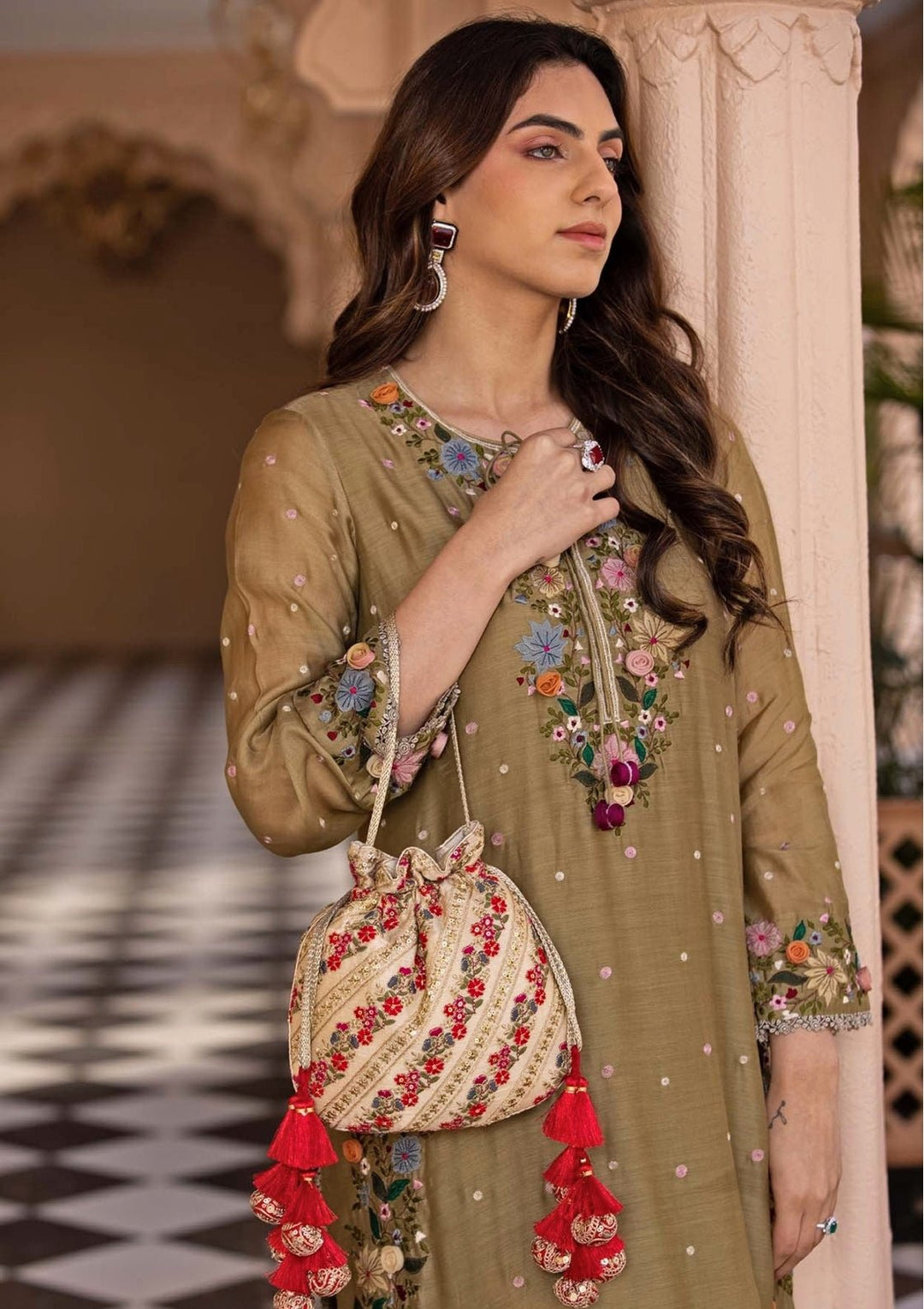 Multicolor Embroidered Potli AMYRA - Fabilicious Fashion