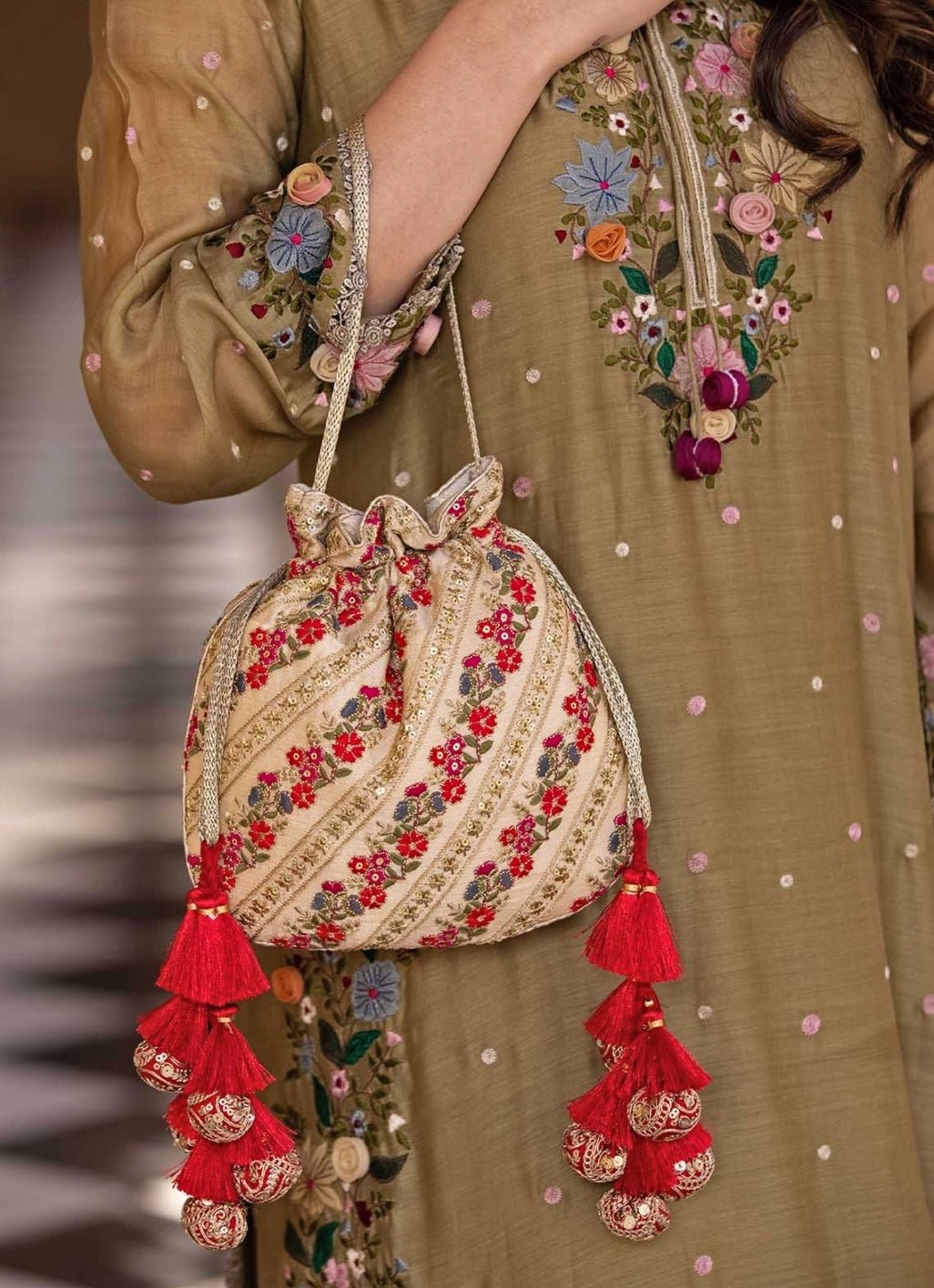 Multicolor Embroidered Potli AMYRA - Fabilicious Fashion