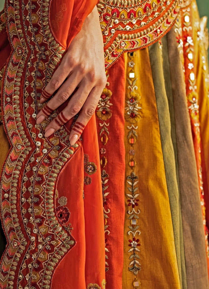 Multicolor Embroidered Silk Lehenga Set Studio Bagechaa - Fabilicious Fashion