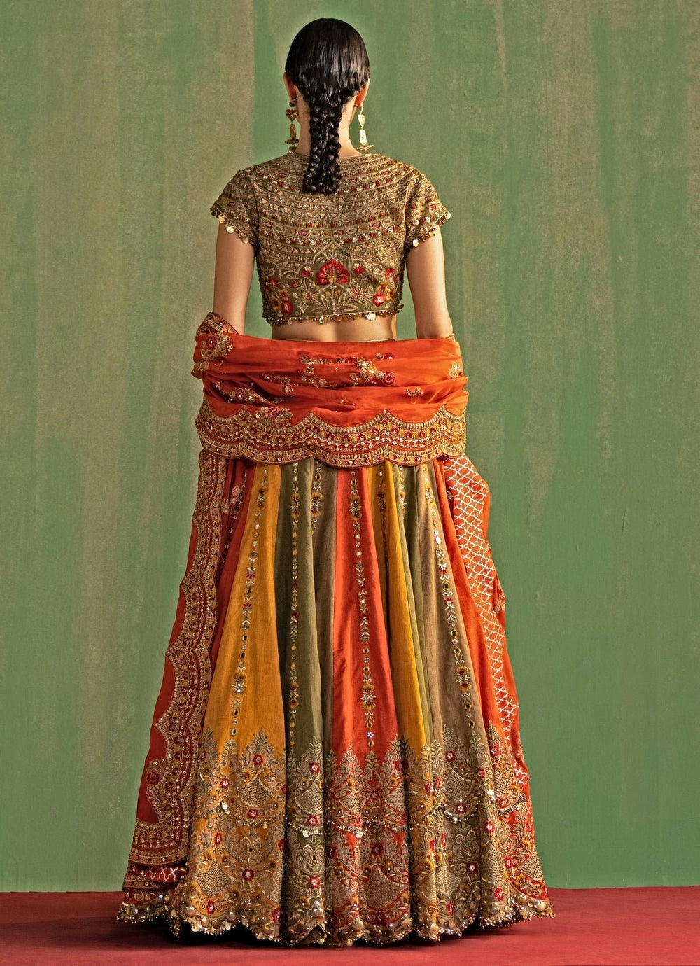 Multicolor Embroidered Silk Lehenga Set Studio Bagechaa - Fabilicious Fashion