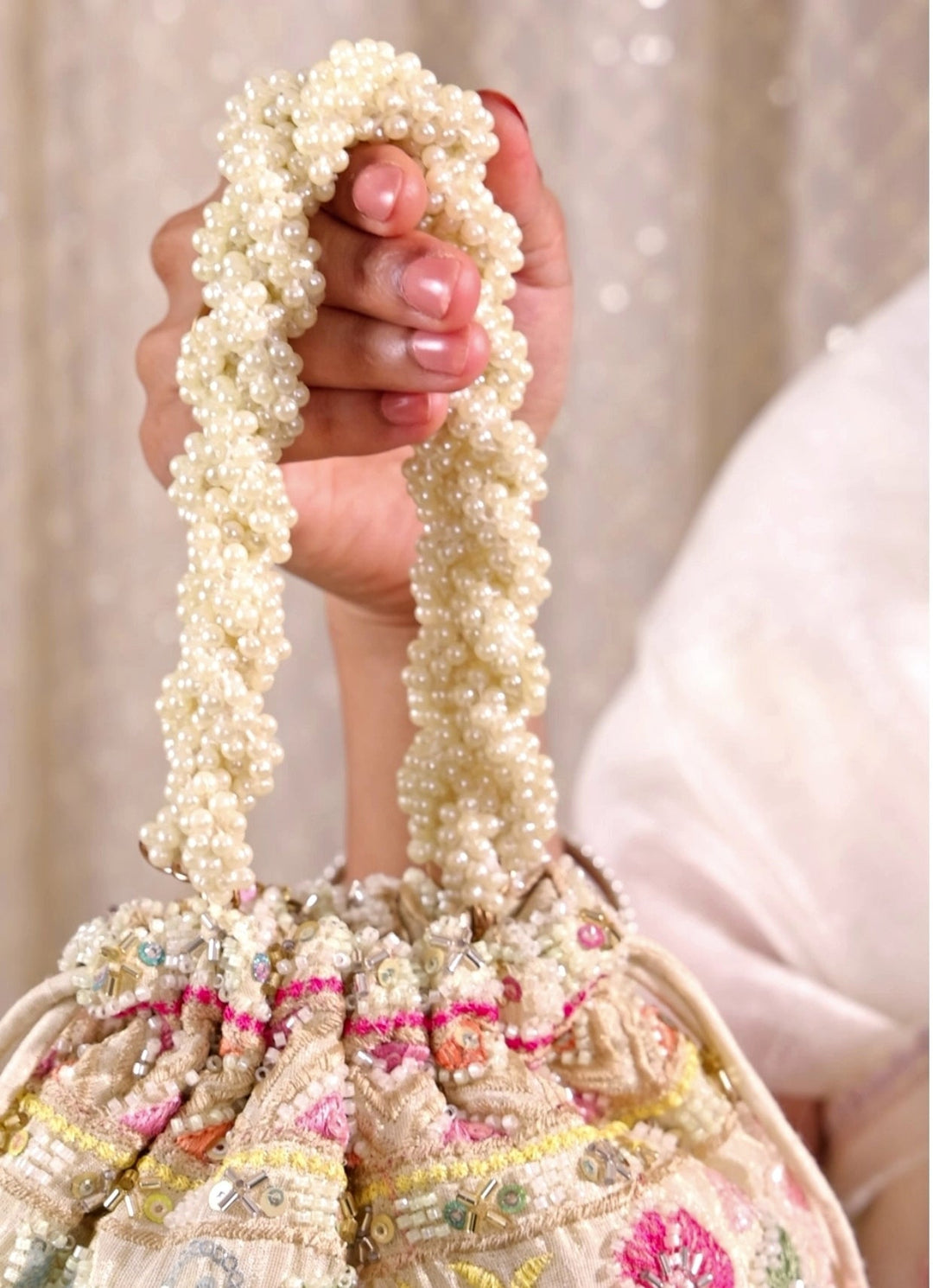Amyra Multicolor Floral Embroidered Silk Bucket BagFabilicious Fashion