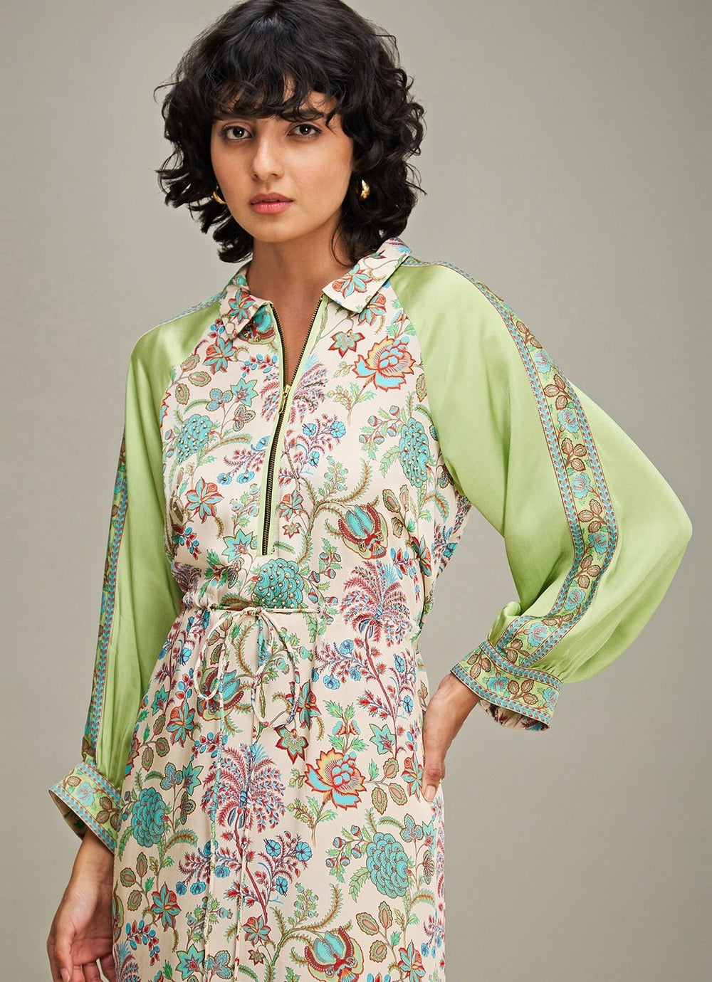 Multicolor Floral Printed A - Line Flared Dress Soup By Sougat Paul - Fabilicious Fashion
