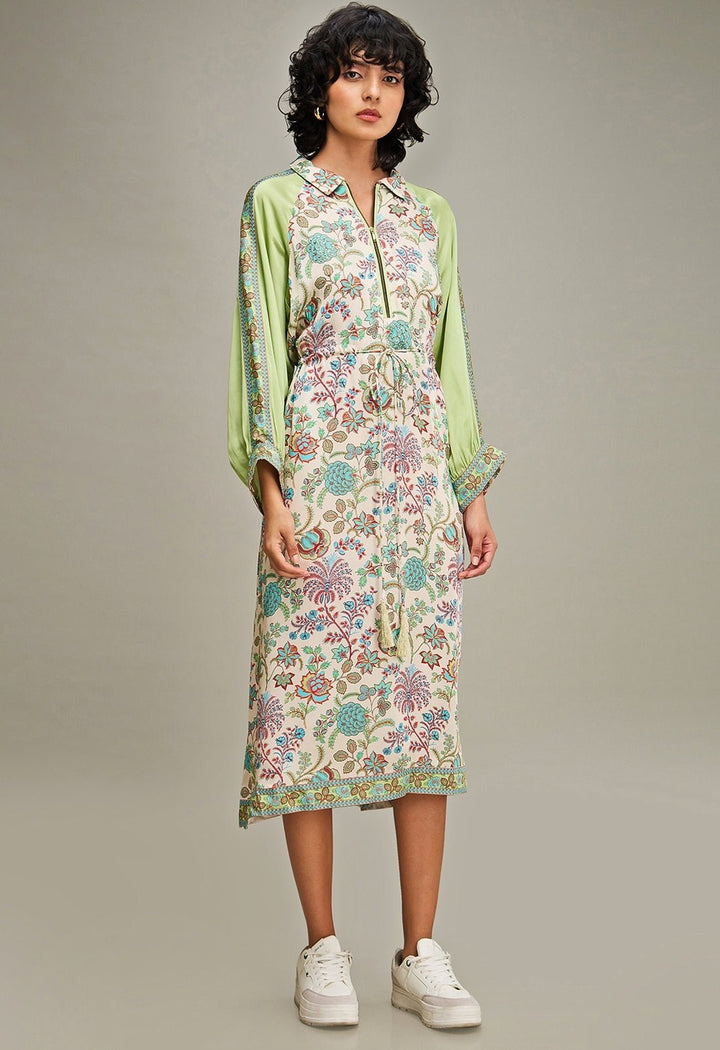 Multicolor Floral Printed A - Line Flared Dress Soup By Sougat Paul - Fabilicious Fashion