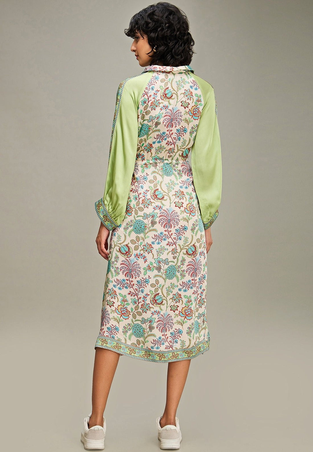 Multicolor Floral Printed A - Line Flared Dress Soup By Sougat Paul - Fabilicious Fashion