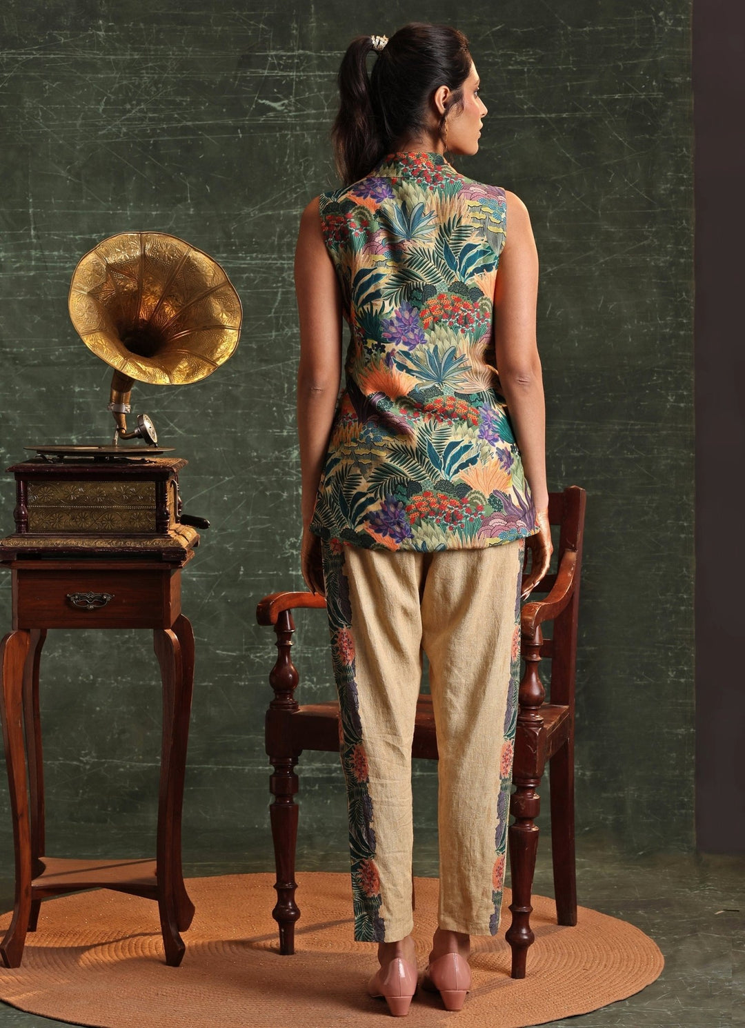 Multicolor Floral Printed Chanderi Blazer With Pant Soup By Sougat Paul - Fabilicious Fashion