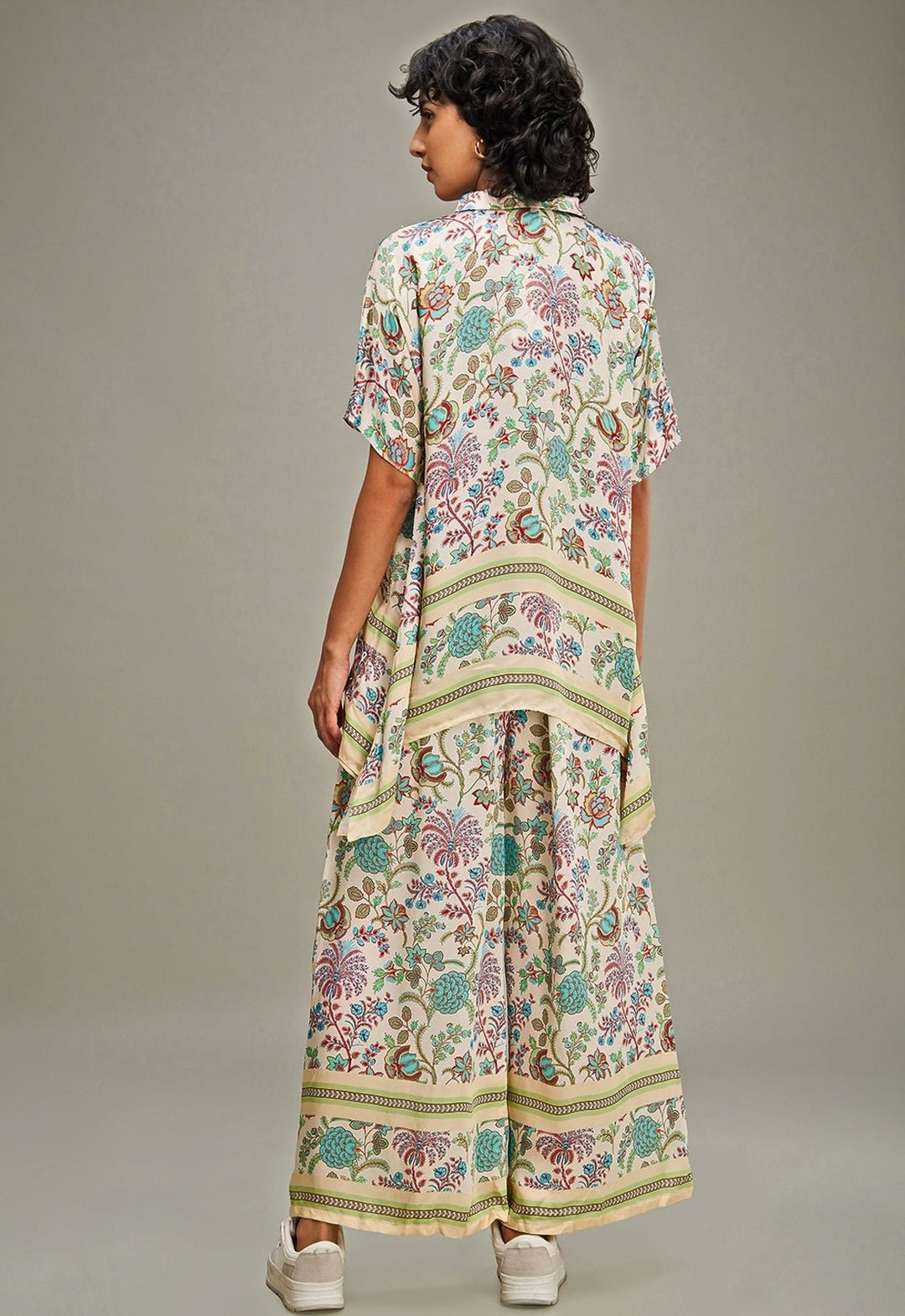 Multicolor Floral Printed Satin Top And Pant Set Soup By Sougat Paul - Fabilicious Fashion