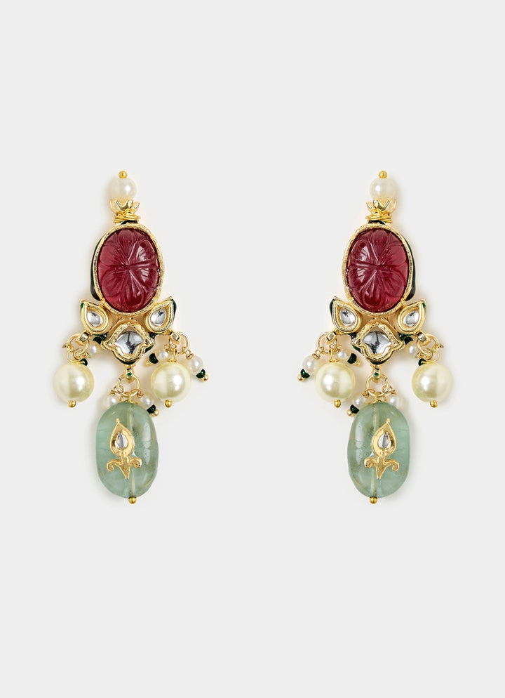 Multicolor Gemstone Choker Necklace Set Vivinia By Vidhi Mehra - Fabilicious Fashion