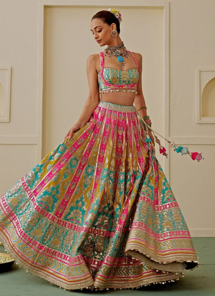 Gopi Vaid Multicolor Georgette Bridal Lehenga SetFabilicious Fashion