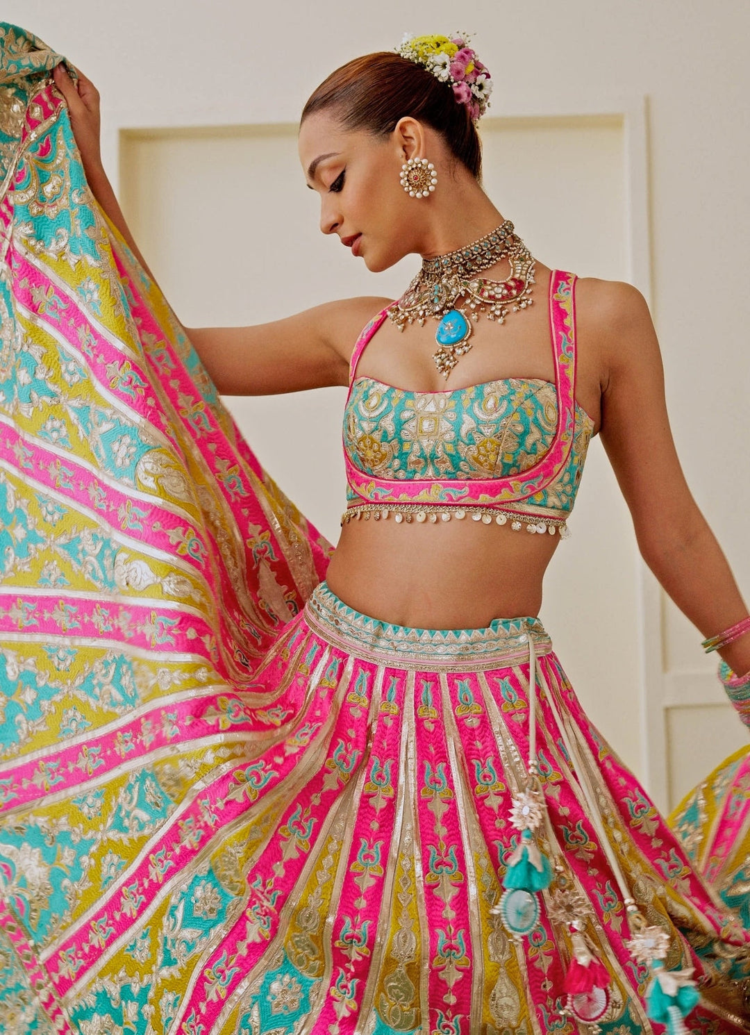 Gopi Vaid Multicolor Georgette Bridal Lehenga SetFabilicious Fashion