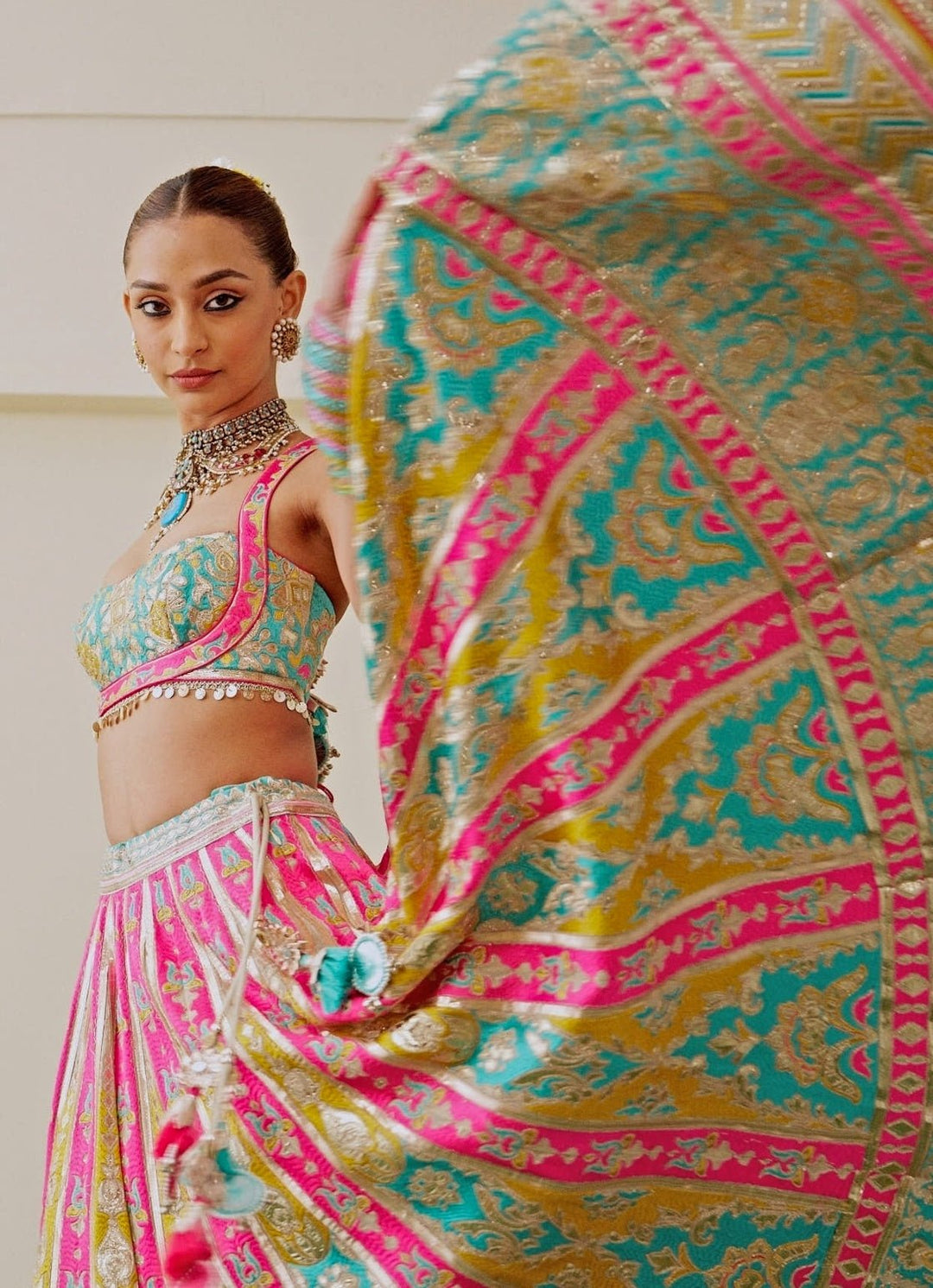 Gopi Vaid Multicolor Georgette Bridal Lehenga SetFabilicious Fashion