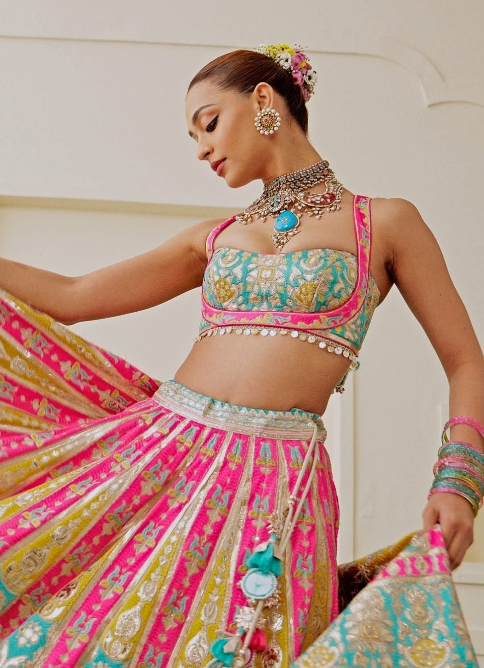 Gopi Vaid Multicolor Georgette Bridal Lehenga SetFabilicious Fashion