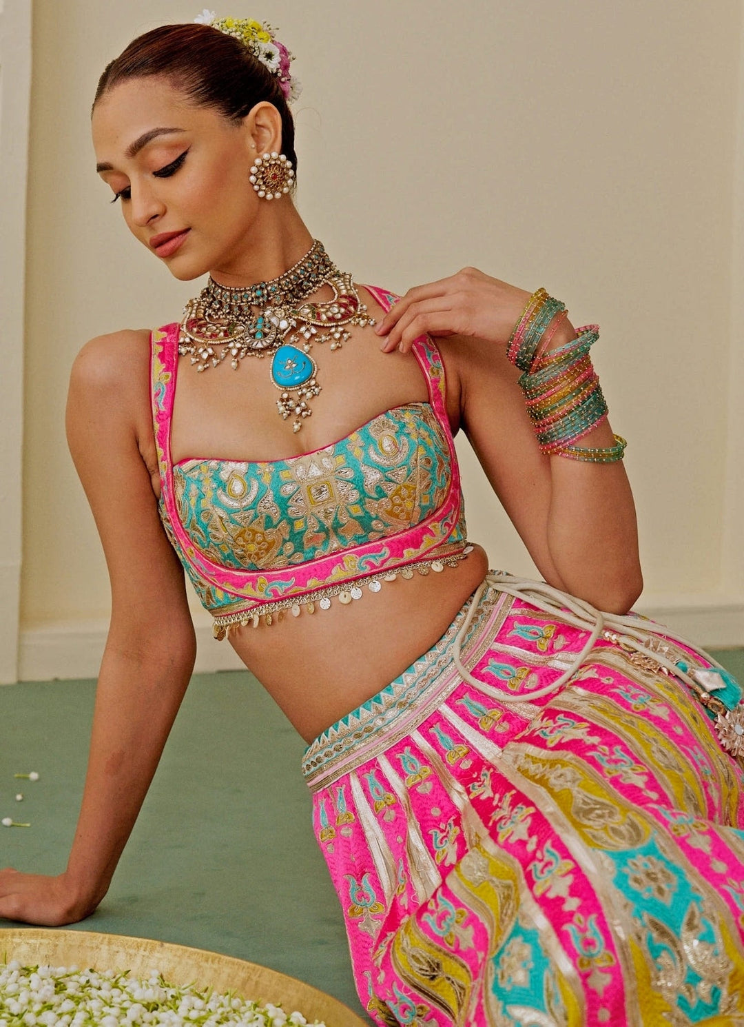 Gopi Vaid Multicolor Georgette Bridal Lehenga SetFabilicious Fashion