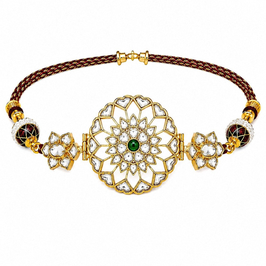 Vivinia By Vidhi Mehra Multicolor Jadau Kundan Choker Set With Pearl AccentsFabilicious Fashion