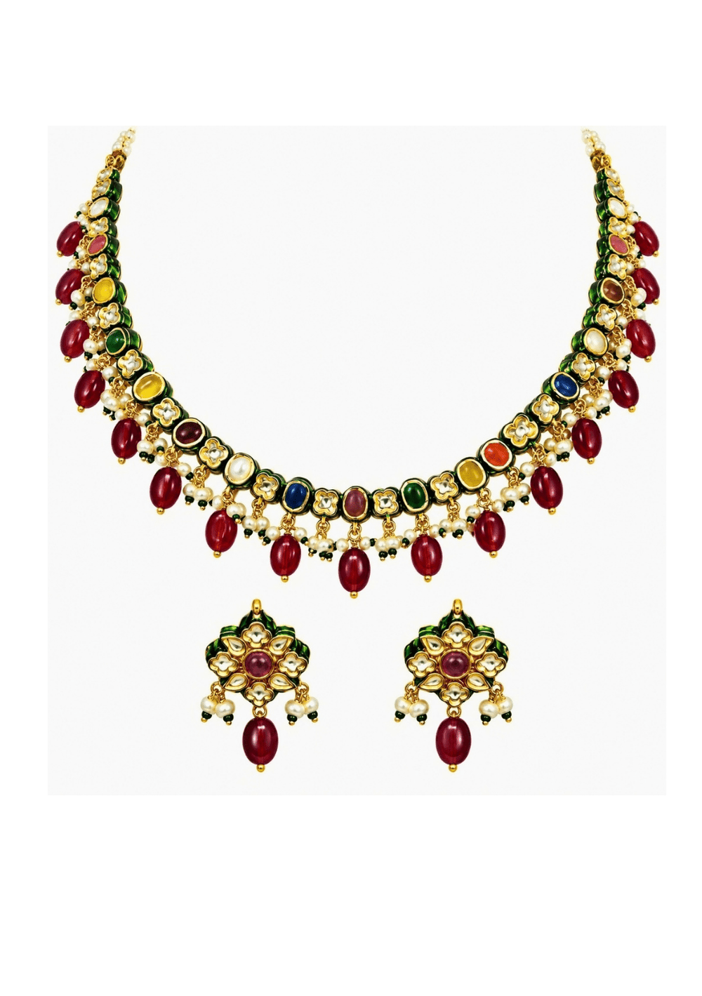 Vivinia By Vidhi Mehra Multicolor Kundan And Beads Necklace SetFabilicious Fashion