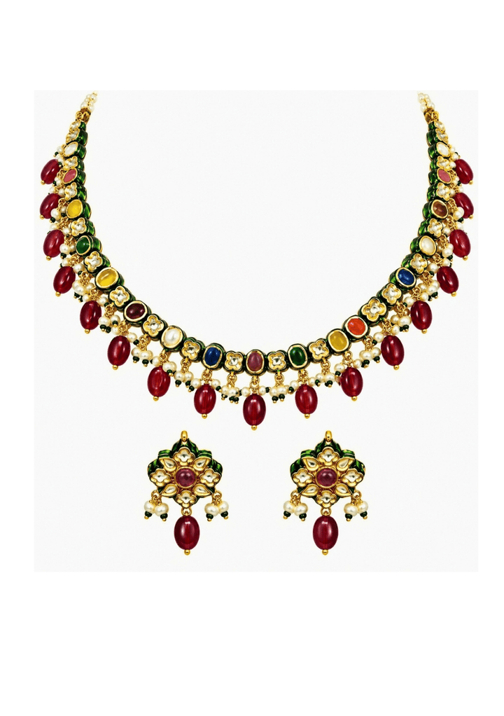 Vivinia By Vidhi Mehra Multicolor Kundan And Beads Necklace SetFabilicious Fashion