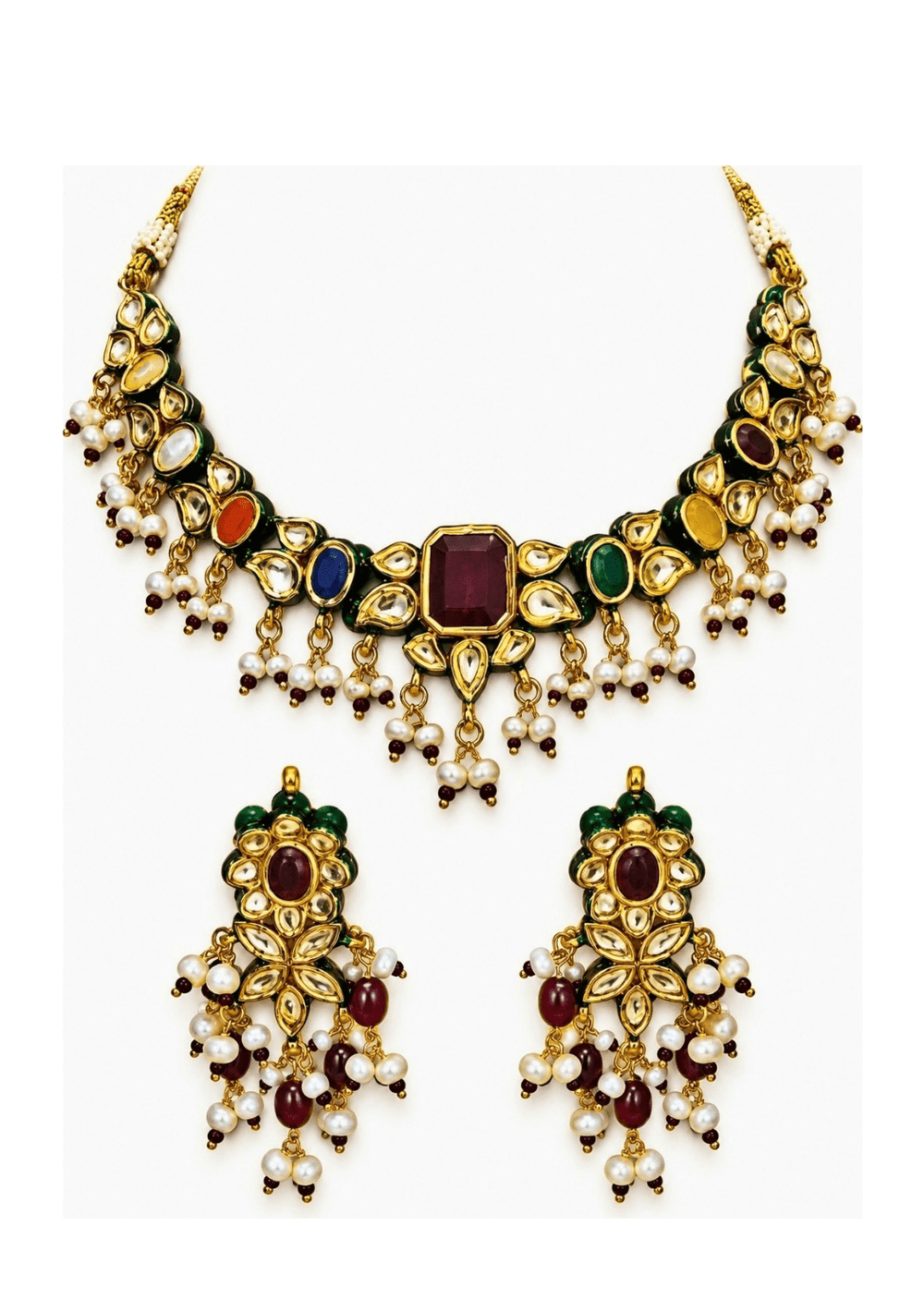 Vivinia By Vidhi Mehra Multicolor Kundan And Pearl Necklace SetFabilicious Fashion