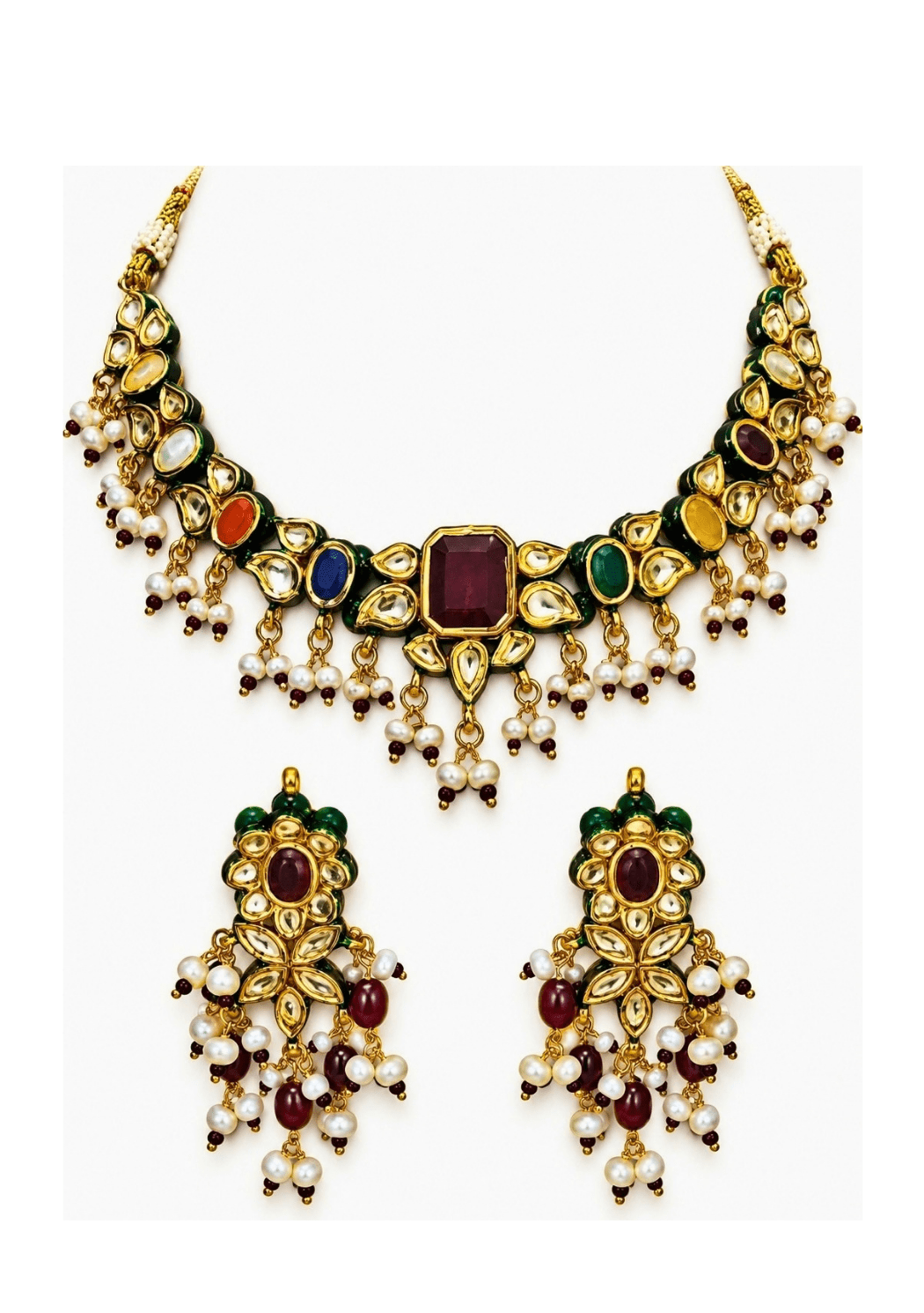 Vivinia By Vidhi Mehra Multicolor Kundan And Pearl Necklace SetFabilicious Fashion