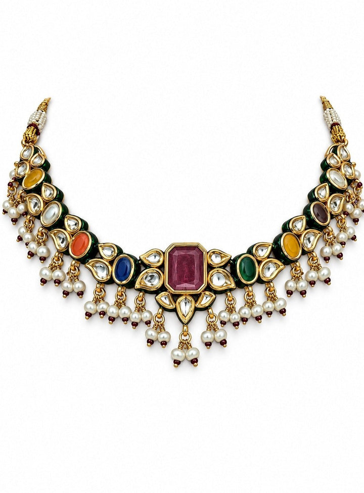 Vivinia By Vidhi Mehra Multicolor Kundan And Pearl Necklace SetFabilicious Fashion