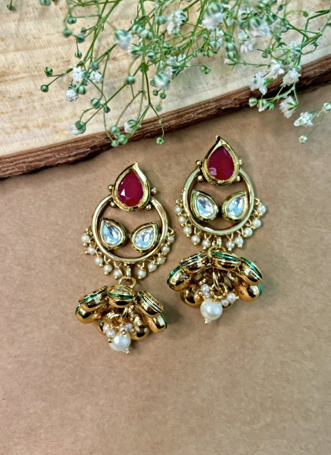 Naymee Multicolor Kundan Dangler EarringsFabilicious Fashion