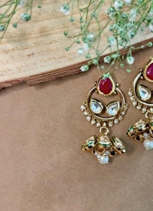 Naymee Multicolor Kundan Dangler EarringsFabilicious Fashion