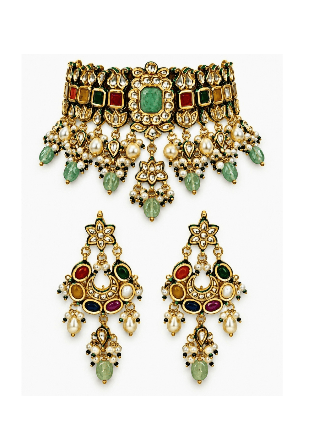 Vivinia By Vidhi Mehra Multicolor Kundan Pearl Choker SetFabilicious Fashion