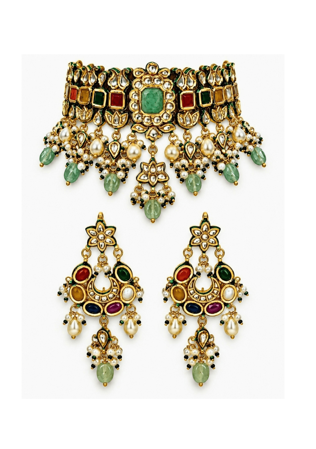 Vivinia By Vidhi Mehra Multicolor Kundan Pearl Choker SetFabilicious Fashion