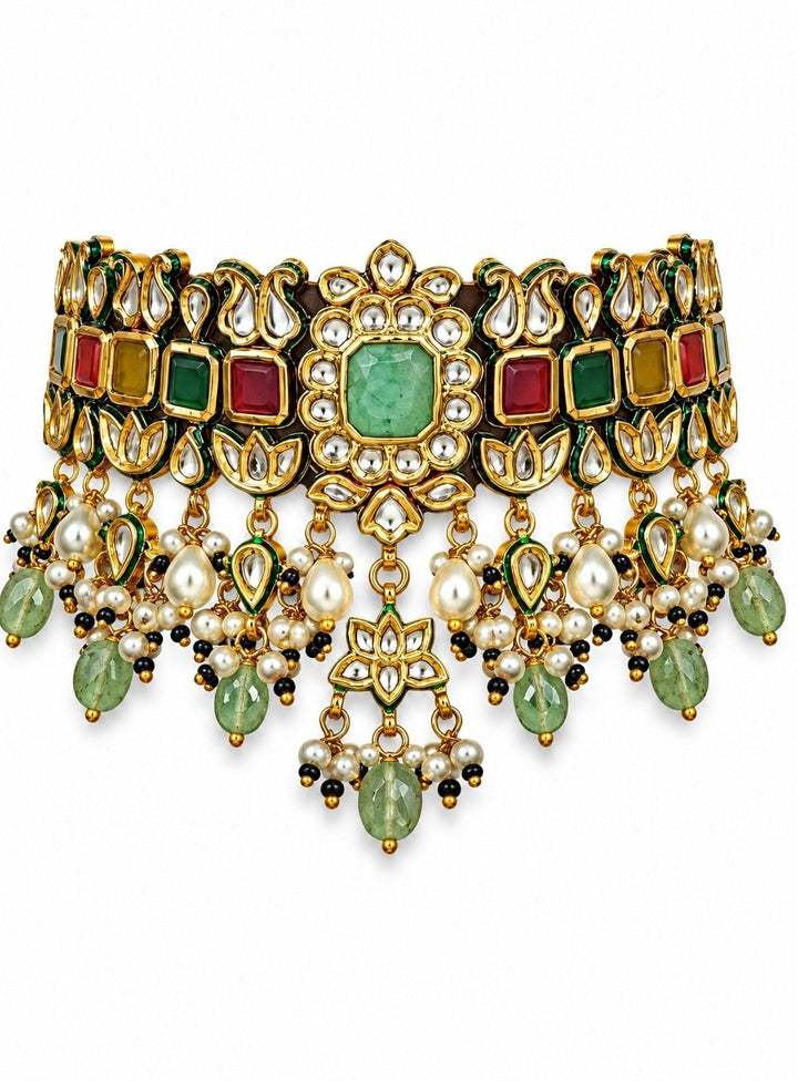 Vivinia By Vidhi Mehra Multicolor Kundan Pearl Choker SetFabilicious Fashion