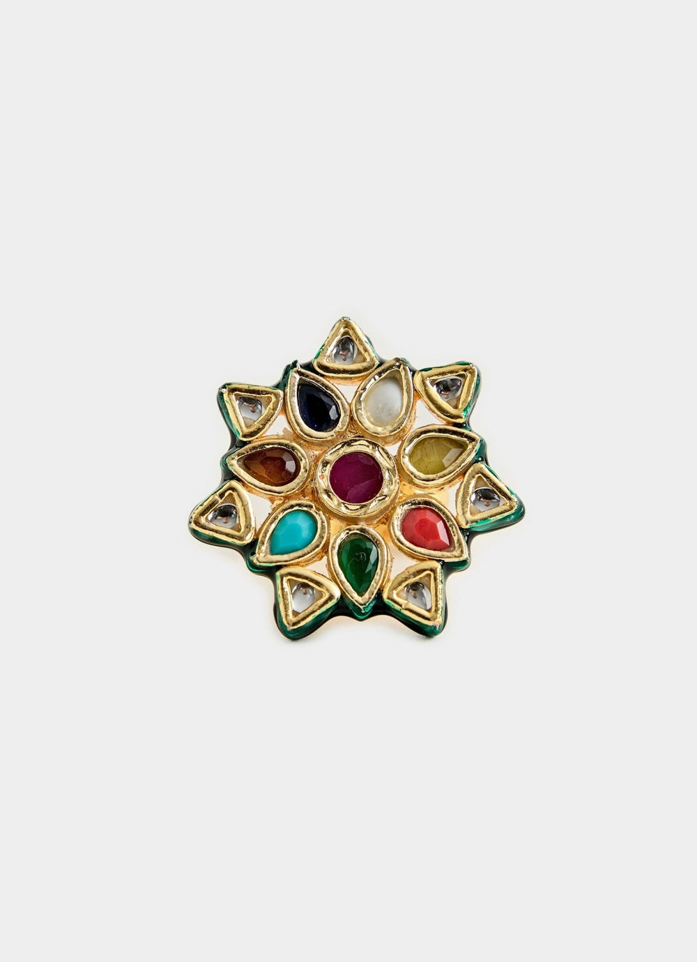 Multicolor Kundan Statement Ring Vivinia By Vidhi Mehra - Fabilicious Fashion