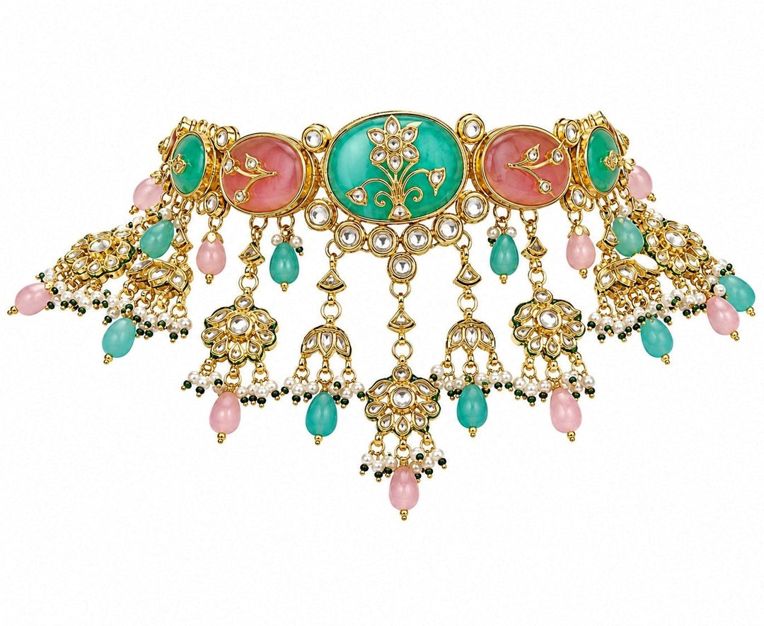 Vivinia by Vidhi Mehra Multicolor Pastel Kundan Floral Choker SetFabilicious Fashion