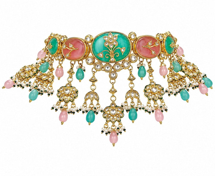 Vivinia by Vidhi Mehra Multicolor Pastel Kundan Floral Choker SetFabilicious Fashion