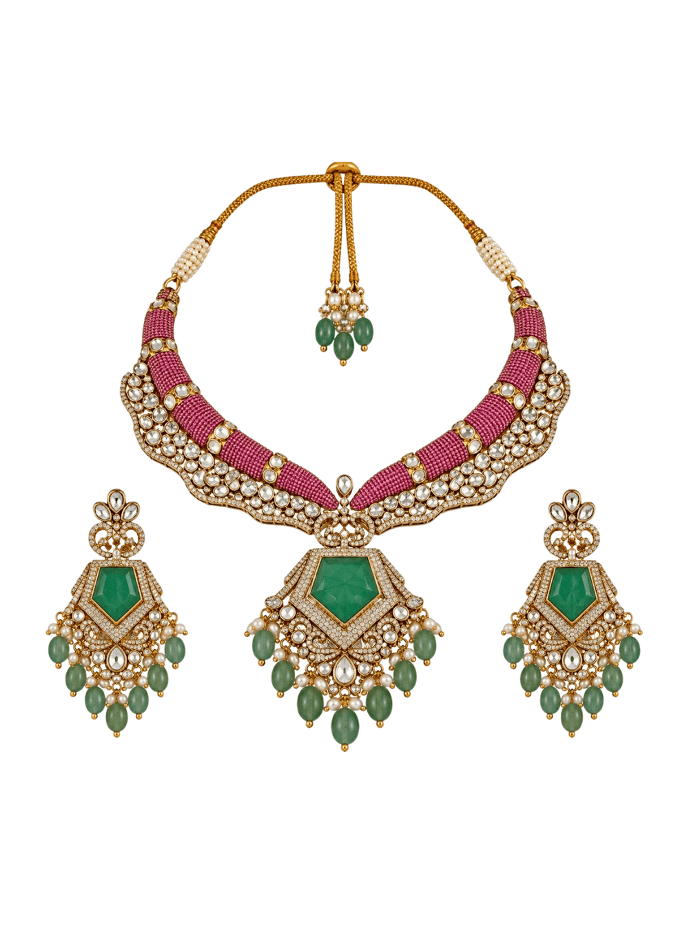 Vivinia By Vidhi Mehra Multicolor Pearl Statement Necklace SetFabilicious Fashion