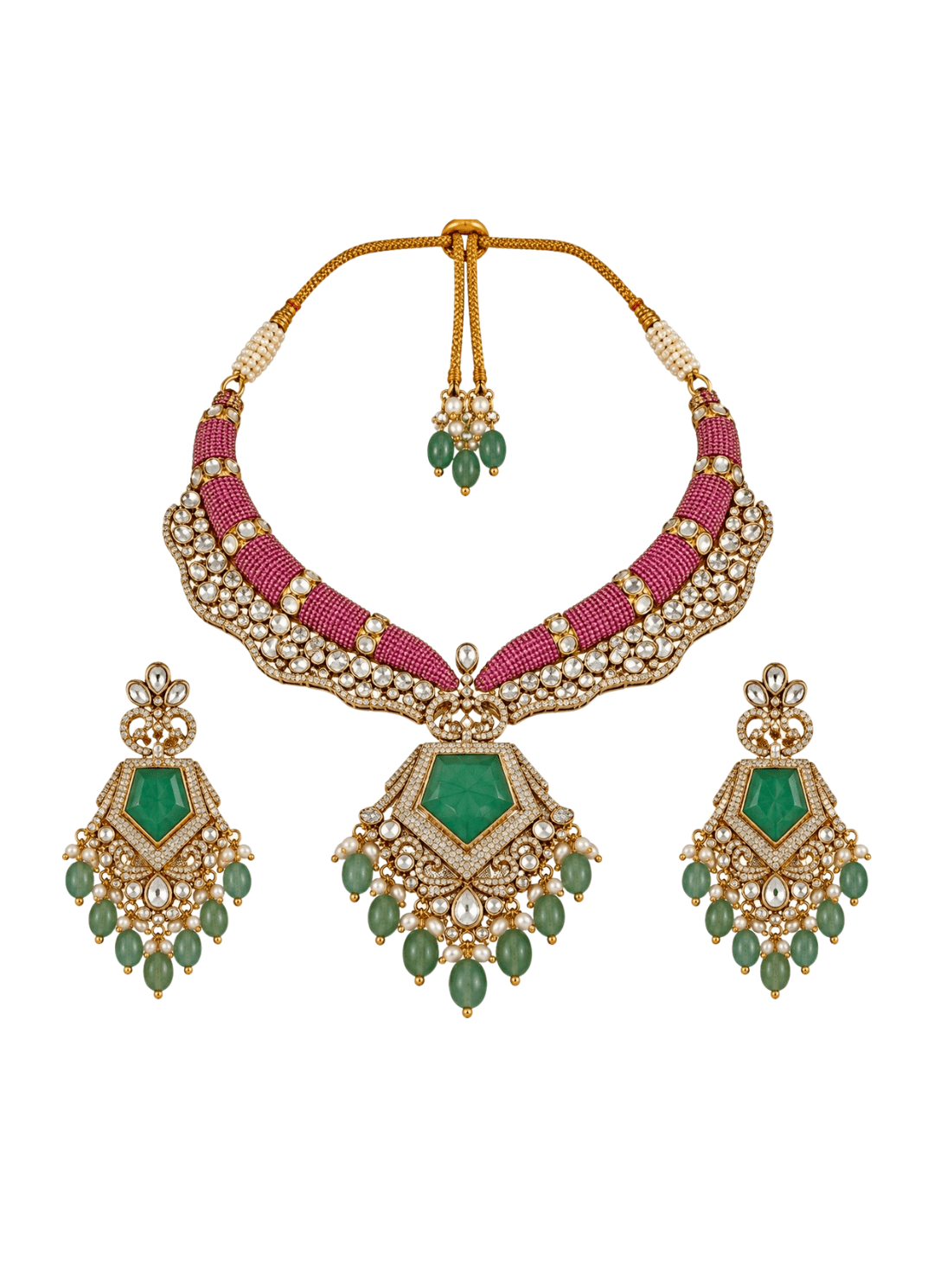 Vivinia By Vidhi Mehra Multicolor Pearl Statement Necklace SetFabilicious Fashion