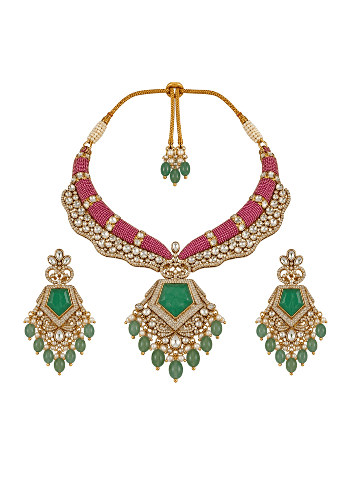 Vivinia By Vidhi Mehra Multicolor Pearl Statement Necklace SetFabilicious Fashion