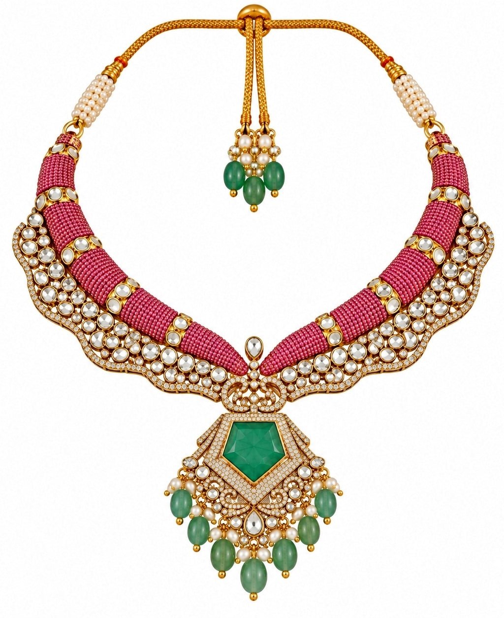 Vivinia By Vidhi Mehra Multicolor Pearl Statement Necklace SetFabilicious Fashion