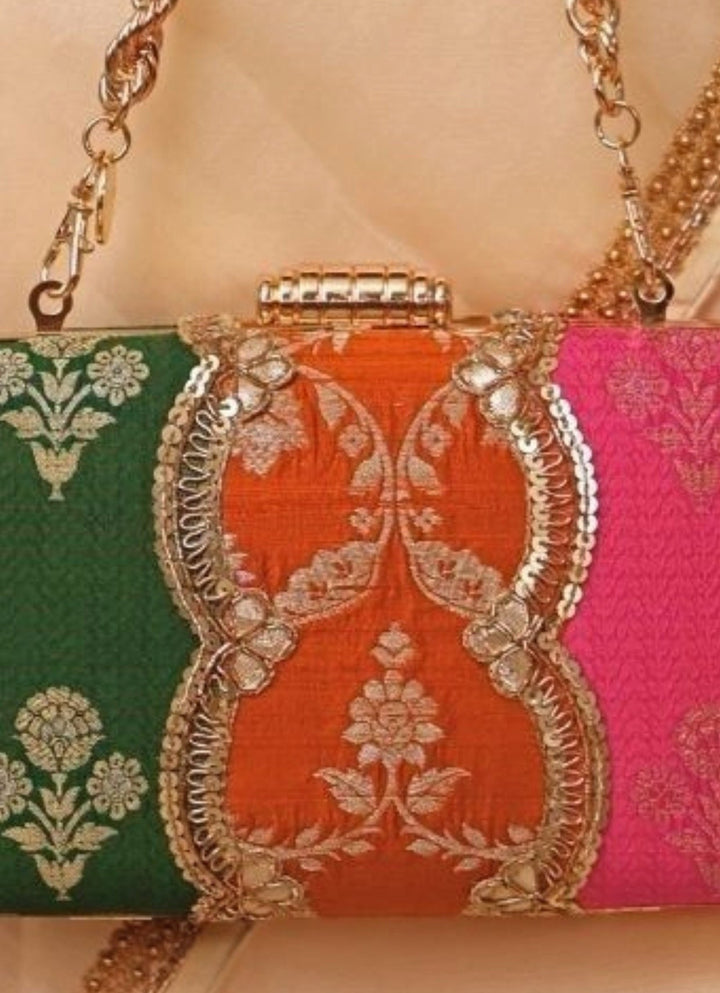Amyra Multicolor Pure Silk Box ClutchFabilicious Fashion
