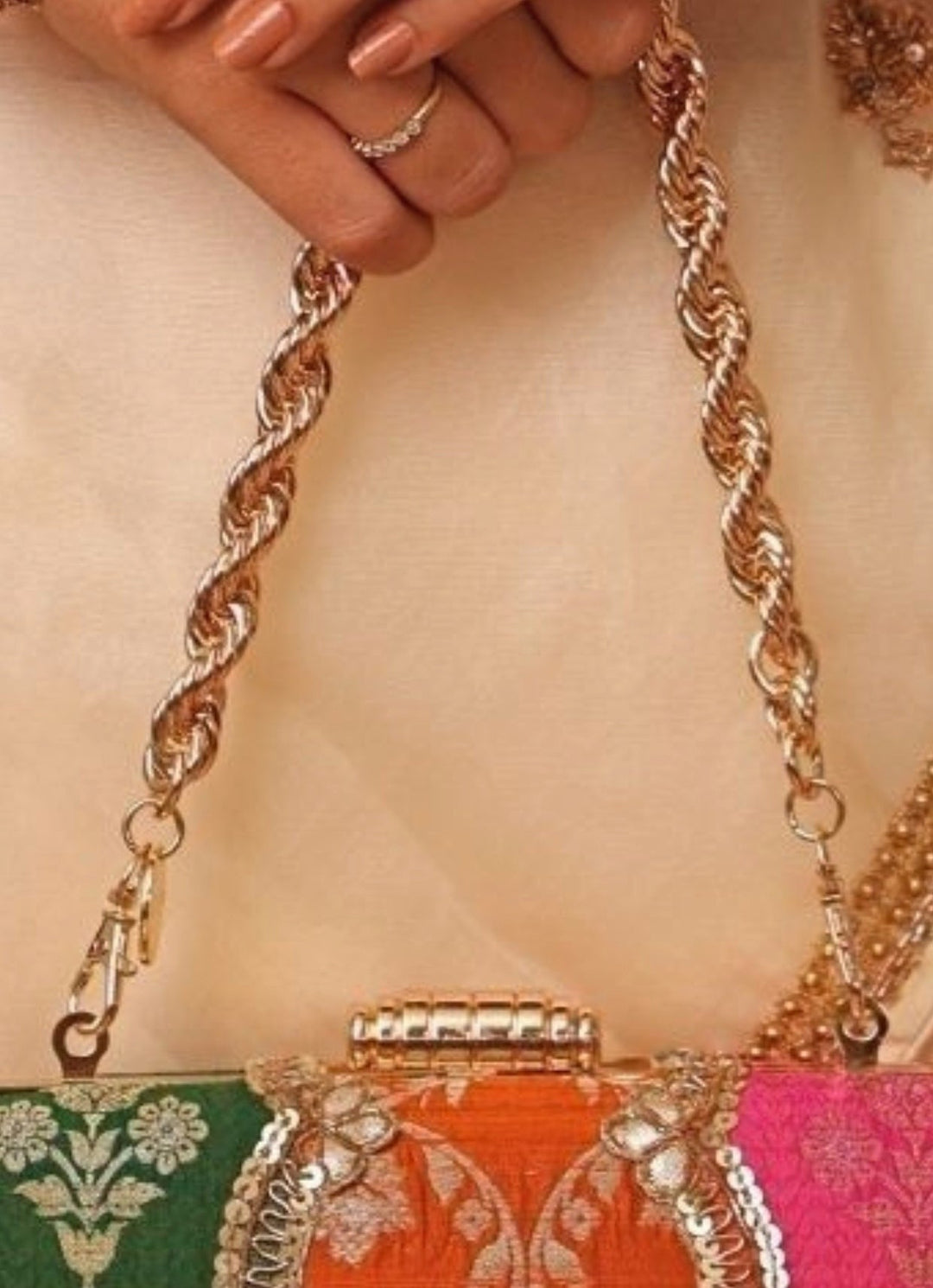 Amyra Multicolor Pure Silk Box ClutchFabilicious Fashion