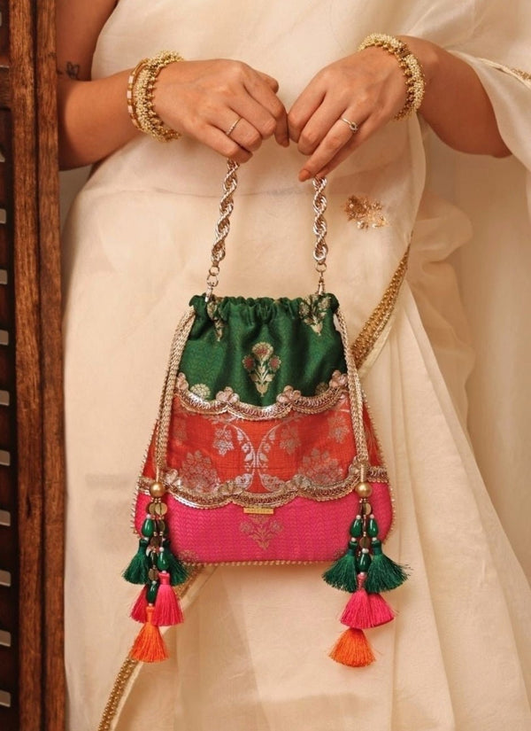 Multicolor Pure Silk Potli