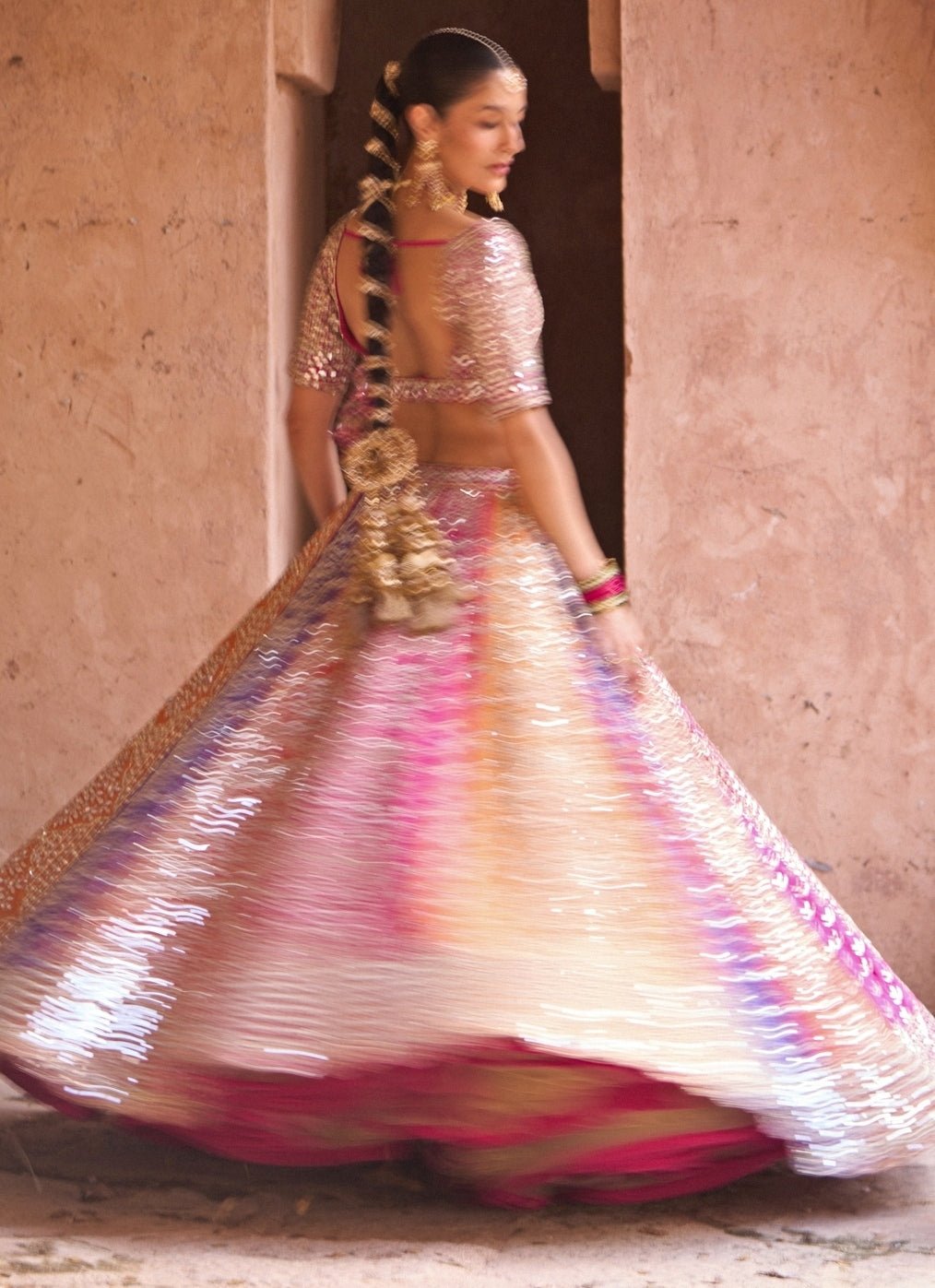 Angad Singh Multicolor Raw Silk Lehenga Set With Contrast BlouseFabilicious Fashion