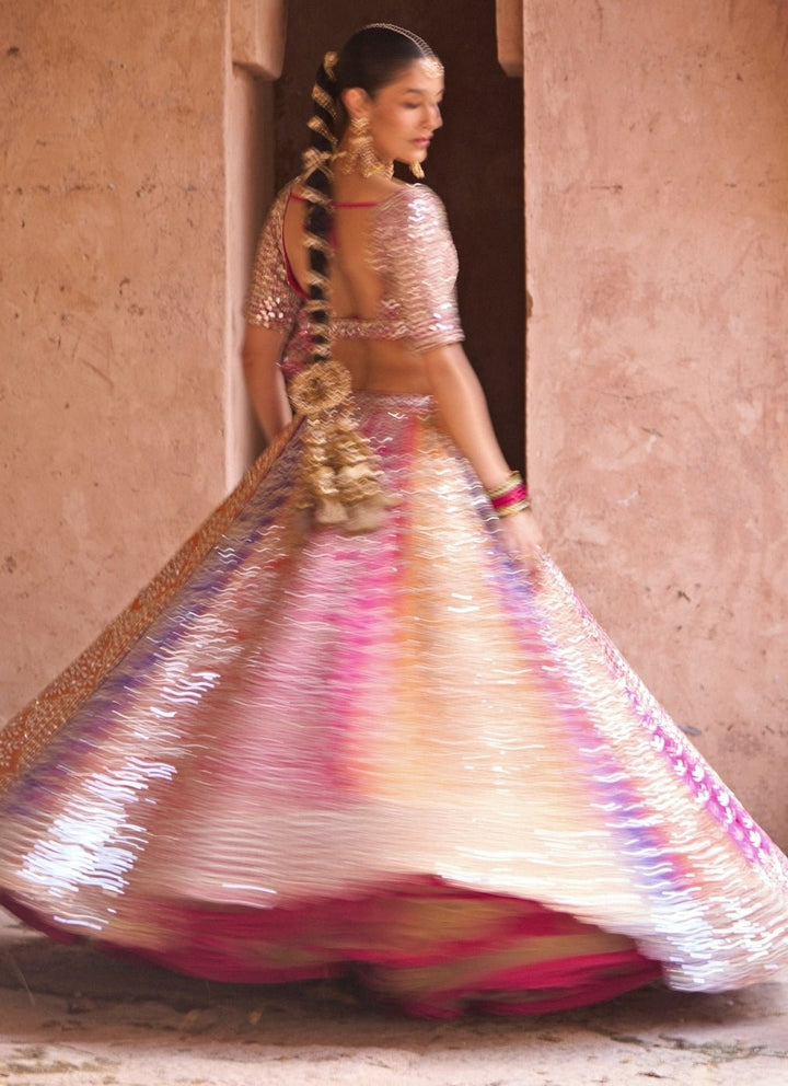 Angad Singh Multicolor Raw Silk Lehenga Set With Contrast BlouseFabilicious Fashion