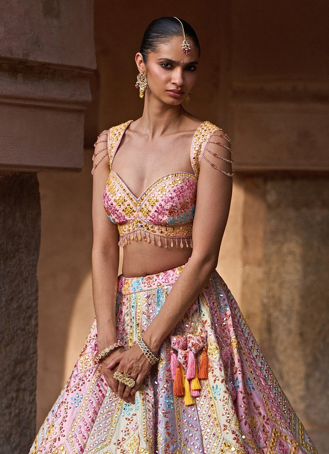 Angad Singh Multicolor Raw Silk Lehenga SetFabilicious Fashion