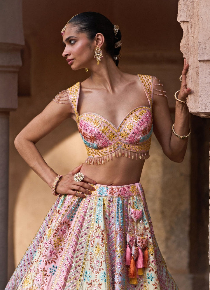 Angad Singh Multicolor Raw Silk Lehenga SetFabilicious Fashion