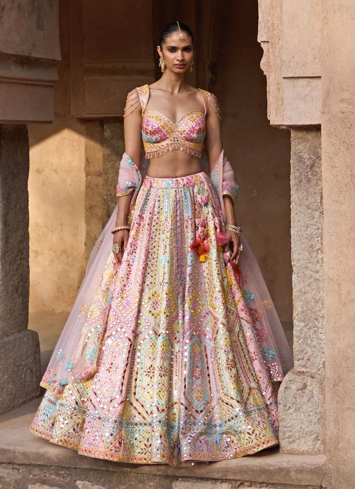 Angad Singh Multicolor Raw Silk Lehenga SetFabilicious Fashion