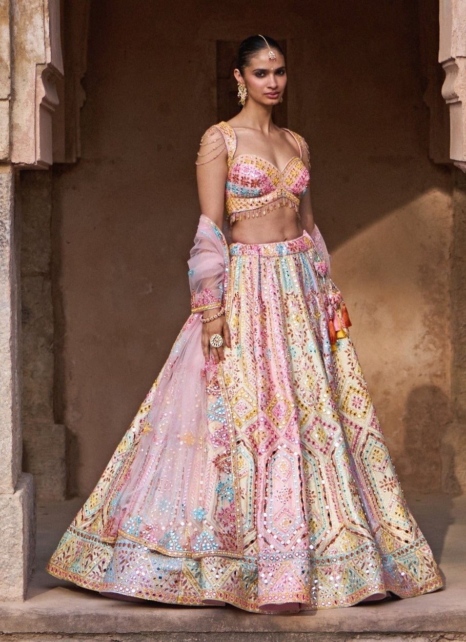Angad Singh Multicolor Raw Silk Lehenga SetFabilicious Fashion